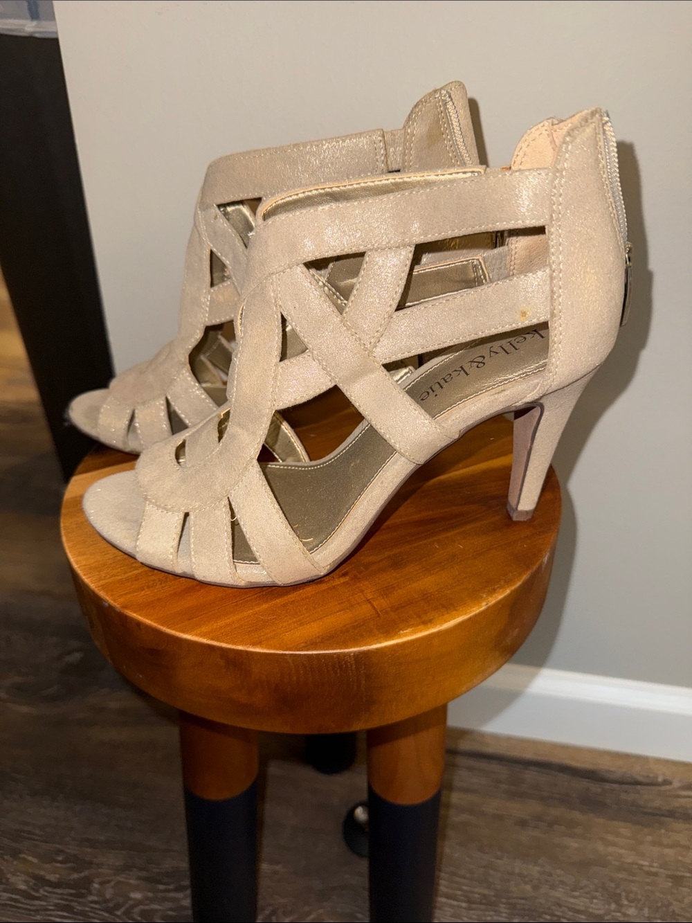 Kelly & Katie Nude Cutout Strappy High Heels